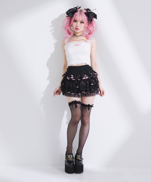 Diable baiser（ディアブルベーゼ） スカート 花柄レースティアード