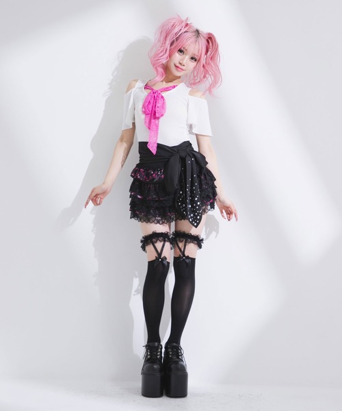 Diable baiser（ディアブルベーゼ） スカート 花柄レースティアード