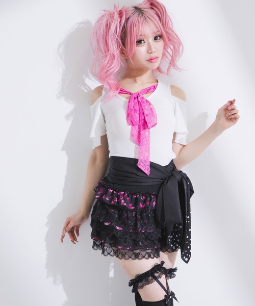 Diable baiser（ディアブルベーゼ） スカート 花柄レースティアード