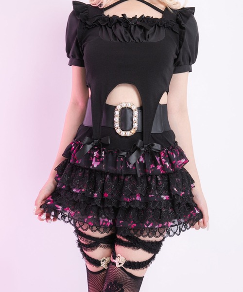 Diable baiser（ディアブルベーゼ） スカート 夏 花柄レースティアード