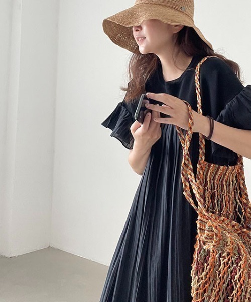 Aelina ワンピース 半袖 異素材切り替えワンピース : ZOZOTOWN Yahoo