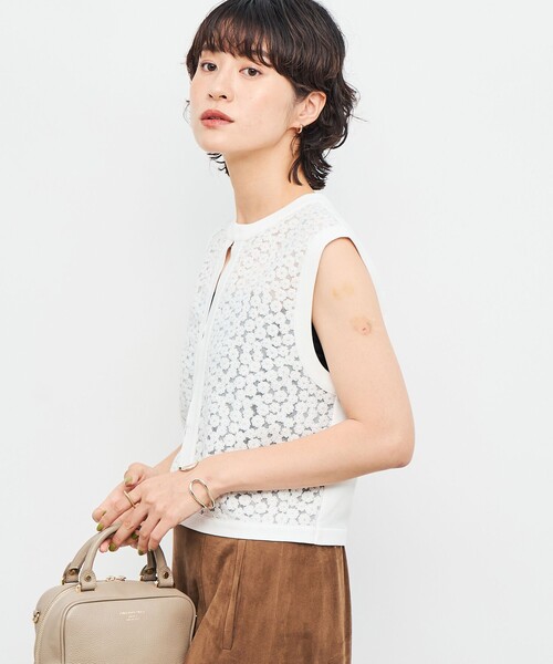 NOLLEY'S（ノーリーズ） ベスト ジレ 「手洗い可能」フラワー刺繍生地
