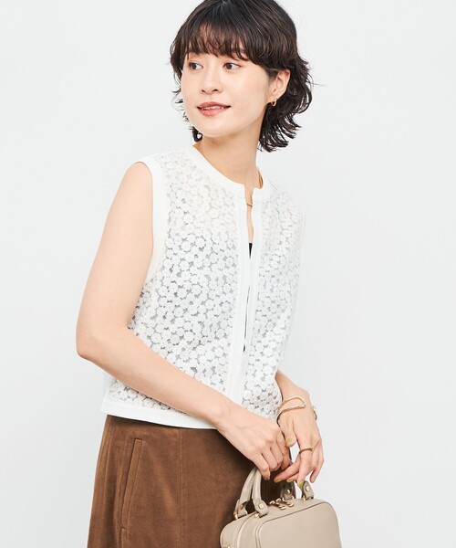 NOLLEY'S（ノーリーズ） ベスト ジレ 「手洗い可能」フラワー刺繍生地