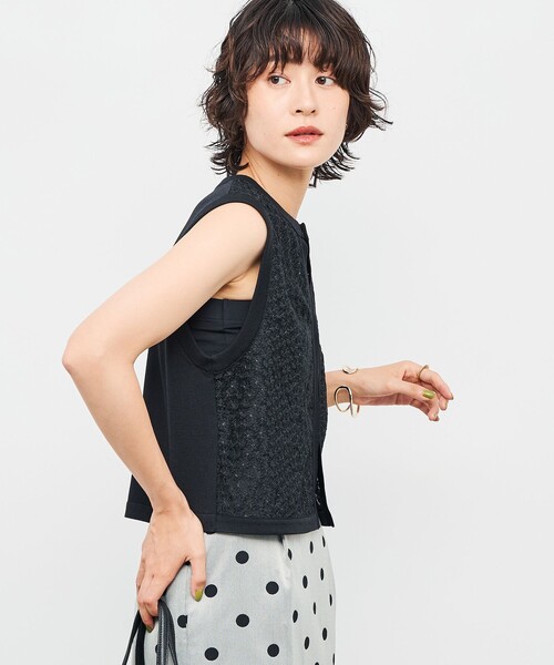 NOLLEY'S（ノーリーズ） ベスト ジレ 「手洗い可能」フラワー刺繍生地