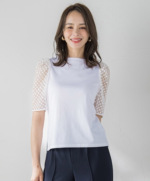 tシャツ オパールドットカットソー「手洗い可能」 レディース