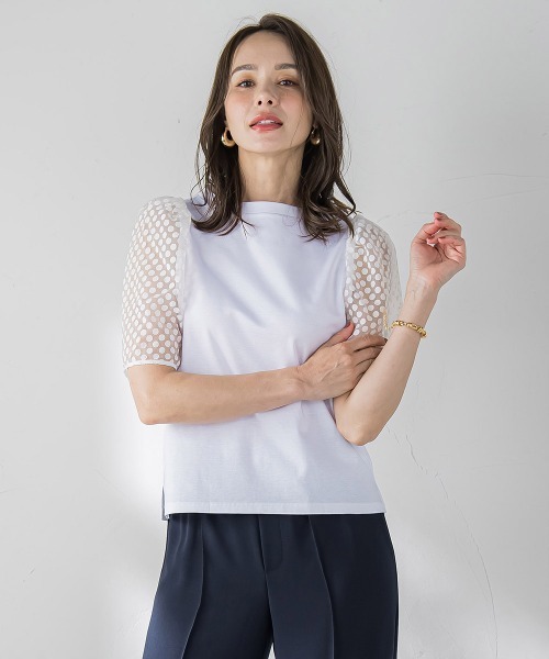 ♡新品未使用♡ ビアッジョブルー　カットソー Viaggio Blu tシャツ オパールドットカットソー「手洗い可能