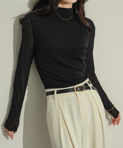 トップス n NEUNA（ヌナ） tシャツ シアーモックネックトップス レディース