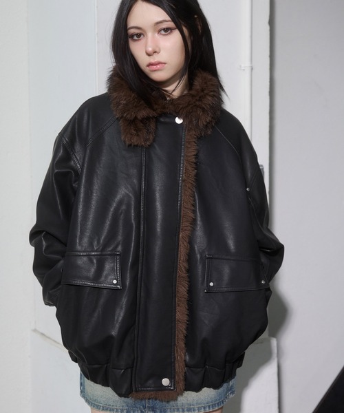 ENVYM（アンビー） ブルゾン アウター ファードッキングレザーブルゾン