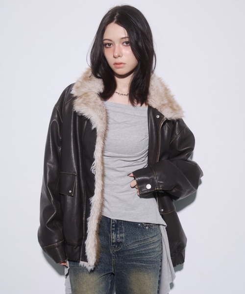 ENVYM（アンビー） ブルゾン アウター ファードッキングレザーブルゾン