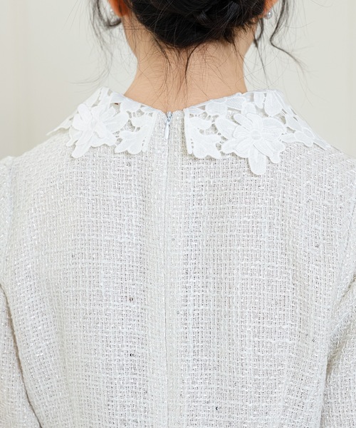 Lace Ladies（レースレディース） ドレス フラワー レース襟付き 7分袖
