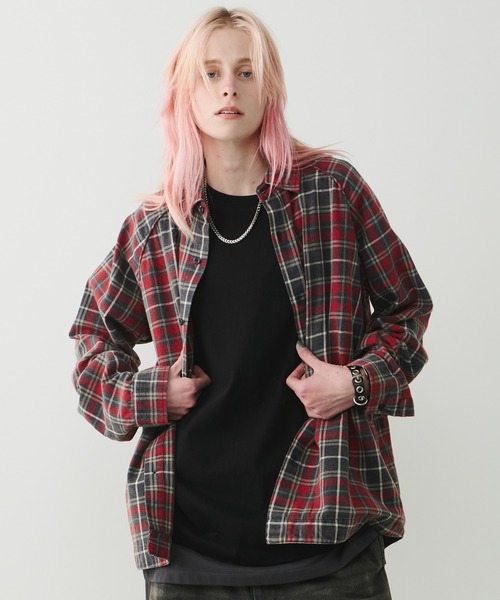 AFF AIVER 長袖ネルシャツ MEDIUM レッド メンズ : ZOZOTOWN Yahoo!店