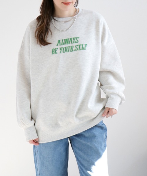 cepo（セポ） tシャツ 裏起毛ビーズロゴ刺繍スウェットプルオーバー