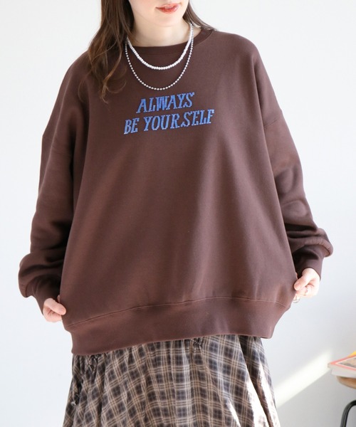 cepo（セポ） tシャツ 裏起毛ビーズロゴ刺繍スウェットプルオーバー
