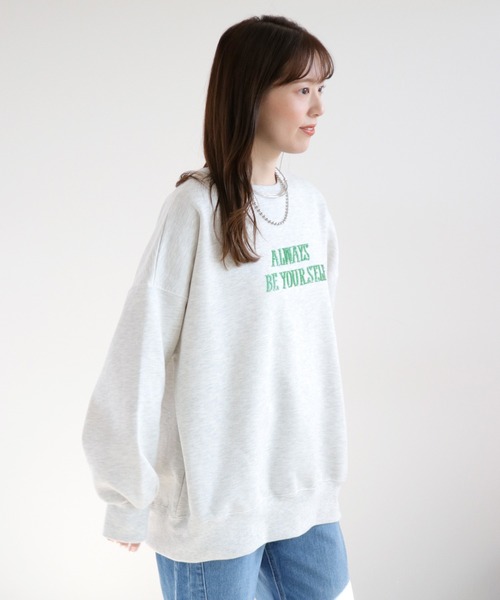 cepo（セポ） tシャツ 裏起毛ビーズロゴ刺繍スウェットプルオーバー