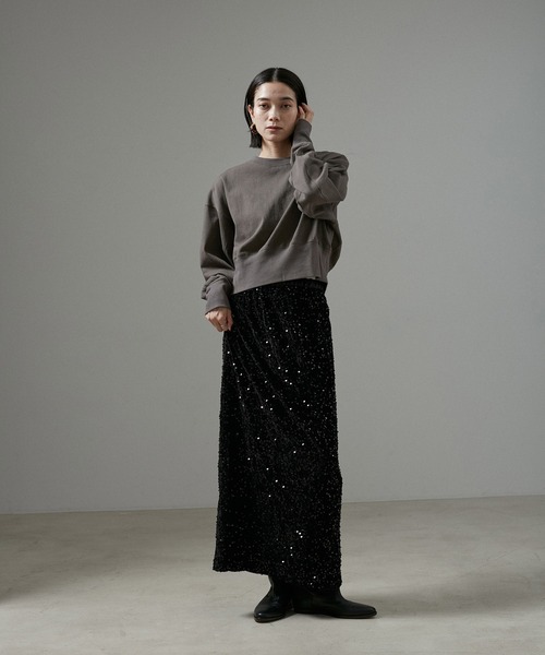 「SALON adam et rope'」 スウェットカットソー FREE チャコールグレー レディース_画像2