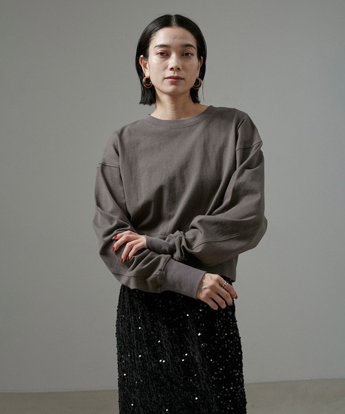 「SALON adam et rope'」 スウェットカットソー FREE チャコールグレー レディース_画像6