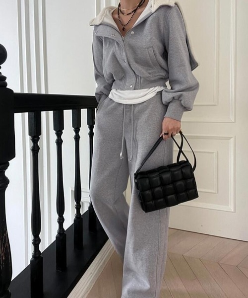 セットアップ パーカートップス × ワイドパンツ スウェットセット