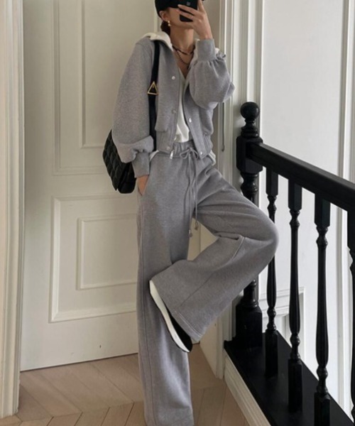 セットアップ パーカートップス × ワイドパンツ スウェットセット