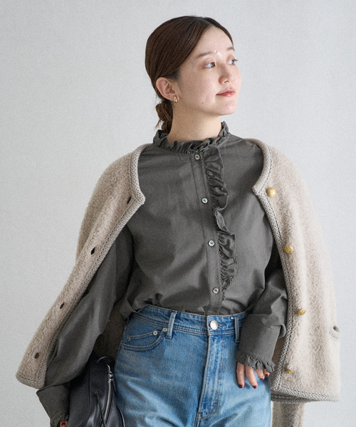 IENA（イエナ） ブラウス シャツ コットンラッフルフリルブラウス