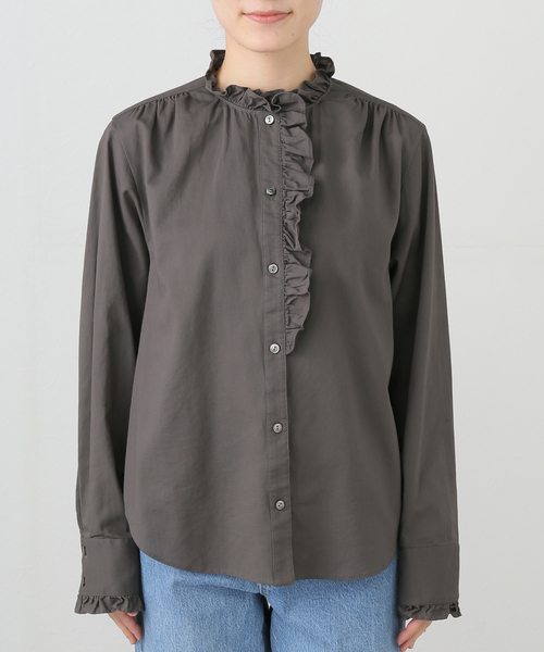 IENA ブラウス シャツ コットンラッフルフリルブラウス レディース