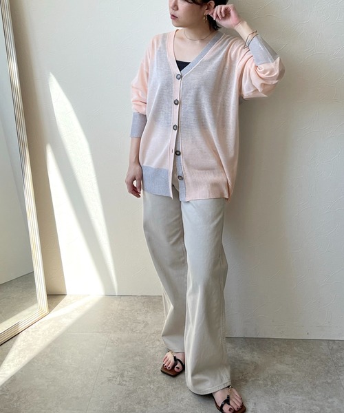 「LHELBIE」 カーディガン M ライトピンク レディース_画像2