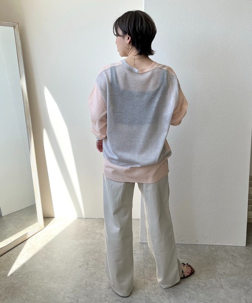 「LHELBIE」 カーディガン M ライトピンク レディース_画像3