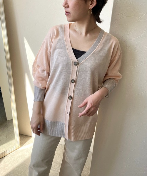 「LHELBIE」 カーディガン M ライトピンク レディース_画像6