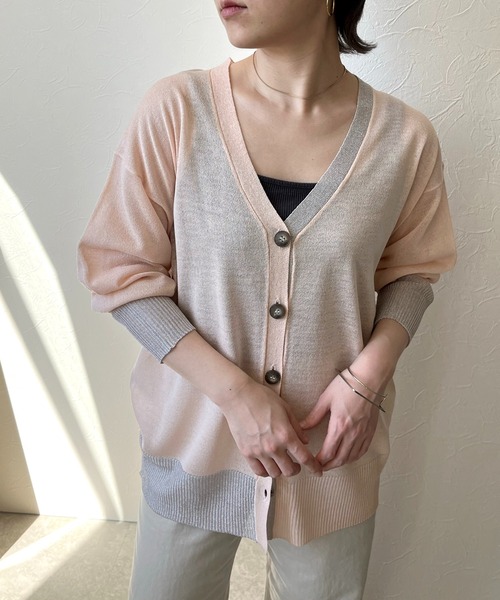 「LHELBIE」 カーディガン M ライトピンク レディース_画像7