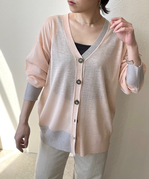 「LHELBIE」 カーディガン M ライトピンク レディース_画像8