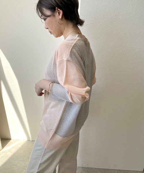 「LHELBIE」 カーディガン M ライトピンク レディース_画像9