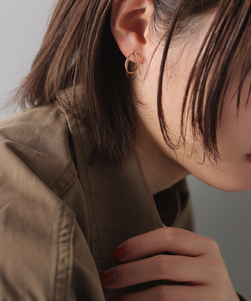 ピアス 20mm2ラインカーブフープピアス K10（両耳） レディースの画像