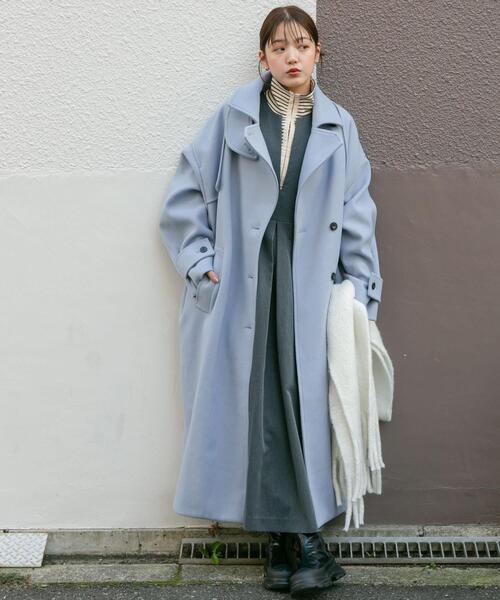 KBF（ケービーエフ） ステンカラーコート 38 ライトブルー レディース