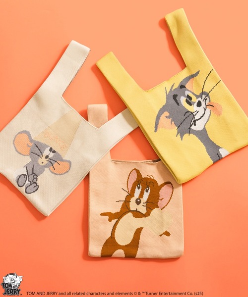 ハンドバッグ 「公式」TOM and JERRY チアフルニットマルシェバッグ