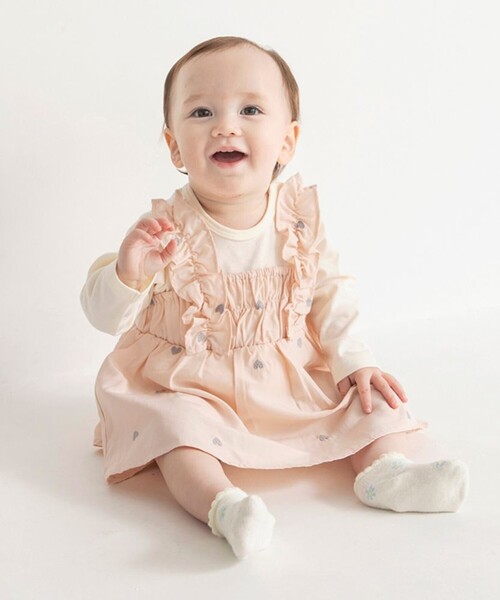 プティマイン、ブランシェスなど ロンパースセット branshes（ブランシェス） ベビー服 ロンパース 「おそろい」ハート柄