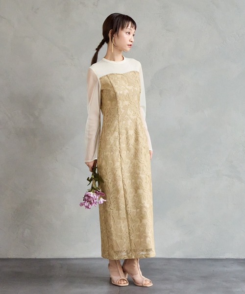 「AIMER」 長袖ワンピース MEDIUM グリーン レディースの画像