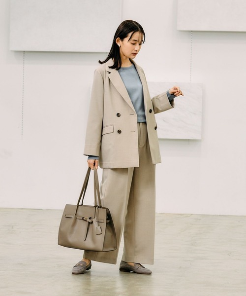 「GLOBAL WORK」 テーラードジャケット LARGE グレイッシュベージュ レディース_画像3