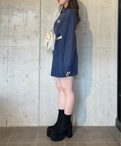 「one way」 ニットワンピース FREE ダークブルー レディース_画像6
