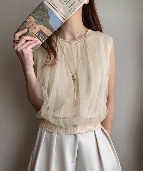「FILLOU」 半袖ニット MEDIUM グレー レディース_画像2