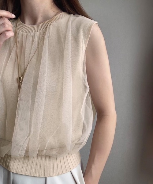「FILLOU」 半袖ニット MEDIUM グレー レディース_画像5
