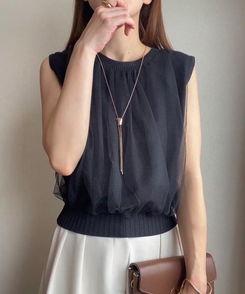 「FILLOU」 半袖ニット MEDIUM グレー レディース_画像6