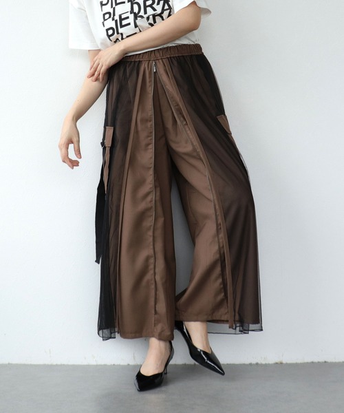 Cepica（セピカ） ワイドパンツ パンツ メッシュワーク2フェイスパンツ