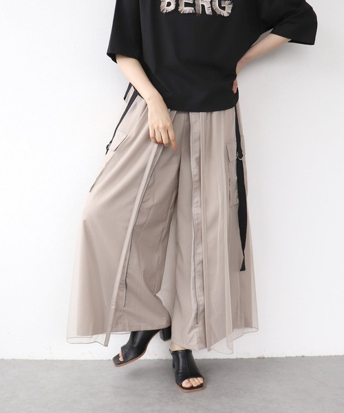 Cepica（セピカ） ワイドパンツ パンツ メッシュワーク2フェイスパンツ
