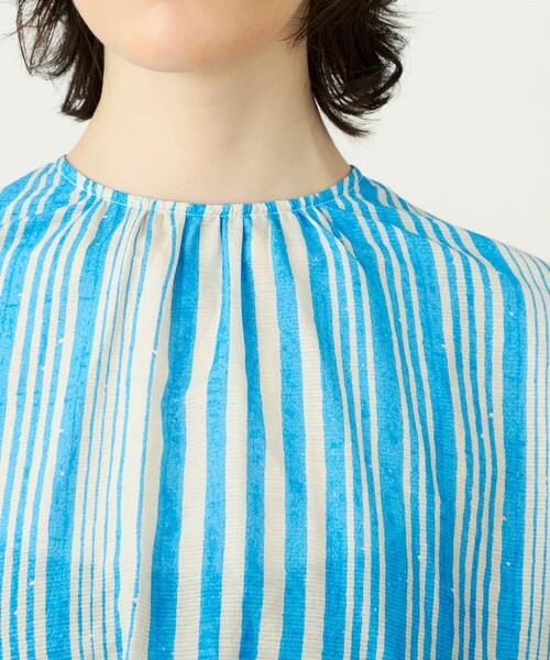 SOULEIADO 24AW コットンプリント シャーリングブラウス 定価26400円 75014401202 サイズ36 ブラウス シャツ ブルー 多色 レディース ソレイアード【中古】5-0319G◎ SOULEIADO 24AW コットンプリント シャーリングブラウス 定価26400円