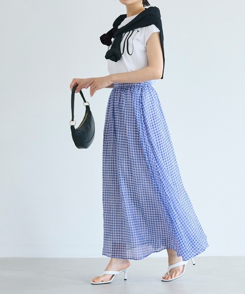coca（コカ） ロング スカート 夏 シアーチェックイージースカート