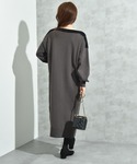 ワンピース ボートネック配色ニットワンピースの詳細画像4