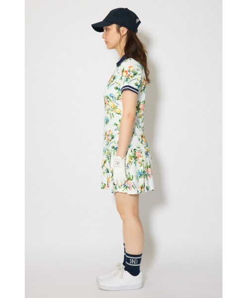 RIENDA ALL OVER ポロワンピース 　S ベージュ　ゴルフウェア RIENDA GOLF（リエンダ ゴルフ） ワンピース 半袖 一部店舗・WEB限定