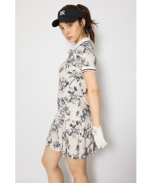 RIENDA ALL OVER ポロワンピース 　S ベージュ　ゴルフウェア RIENDA GOLF（リエンダ ゴルフ） ワンピース 半袖 一部店舗・WEB限定