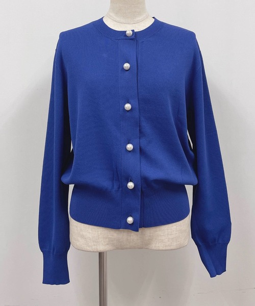 「PICCIN PERLA」 ニットカーディガン M ダークブルー レディース_画像2