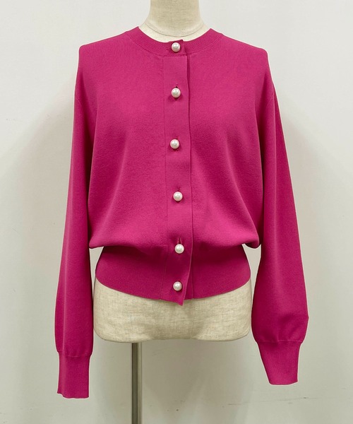 「PICCIN PERLA」 ニットカーディガン M ダークブルー レディース_画像3