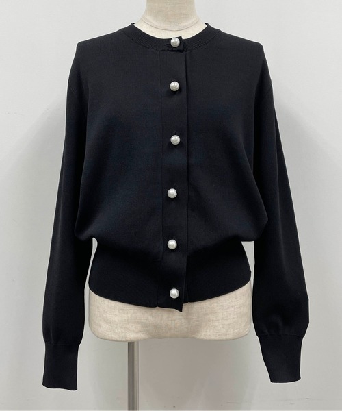 「PICCIN PERLA」 ニットカーディガン M ダークブルー レディース_画像4